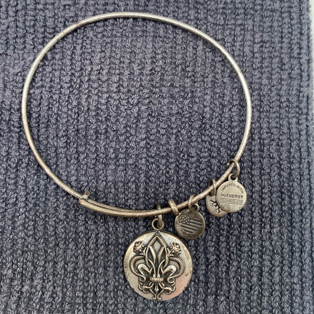 Alex and Ani Silver Fleur De Lis Bracelet